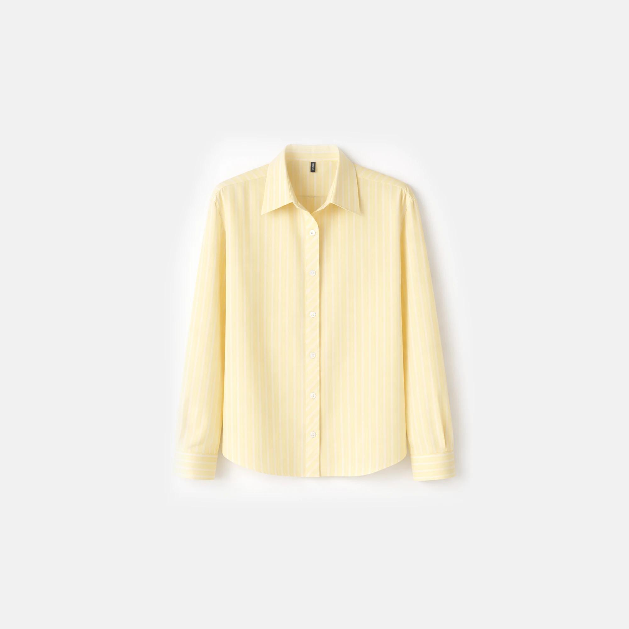 قميص نسائي مخطط بأزرار مخفية product image