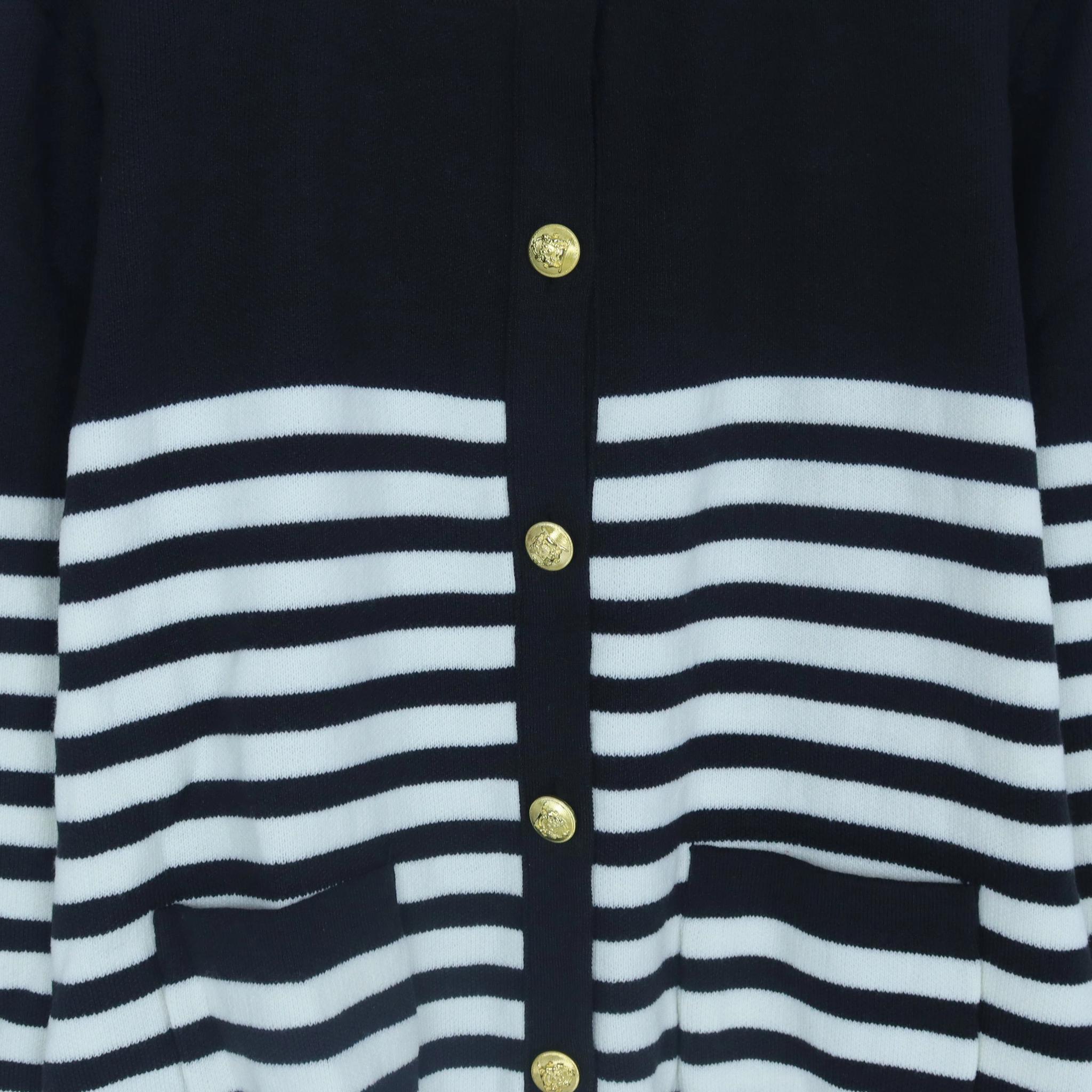 كارديجان نسائي مخطط برقبة دائرية وجيوب media preview 4