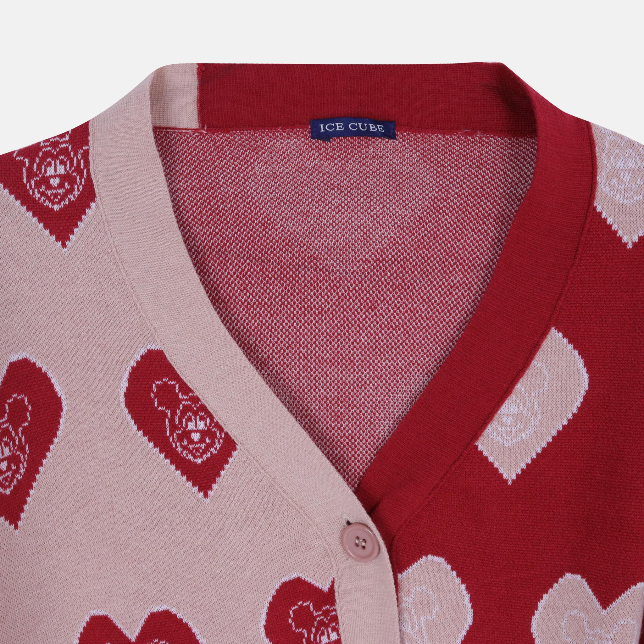 كارديجان نسائي محبوك بنقشة قلب media preview 2