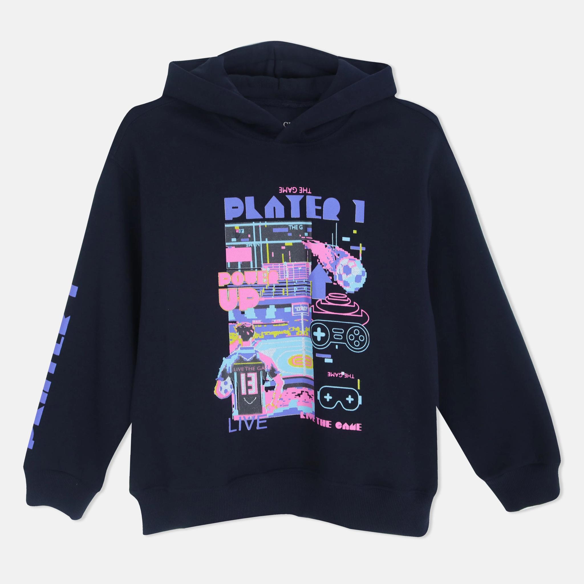 سويت شيرت بغطاء رأس مطبوع عليه رسومات ألعاب للأولاد alternative product image