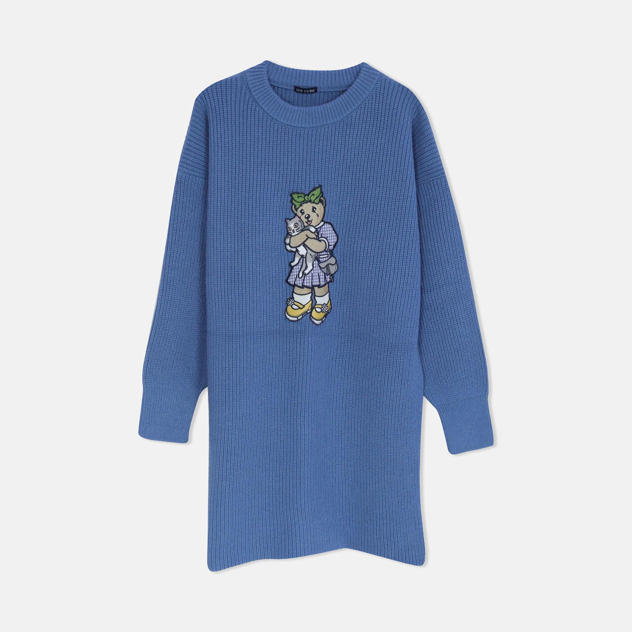 سترة نسائية طويلة محبوكة بطبعة دب alternative product image