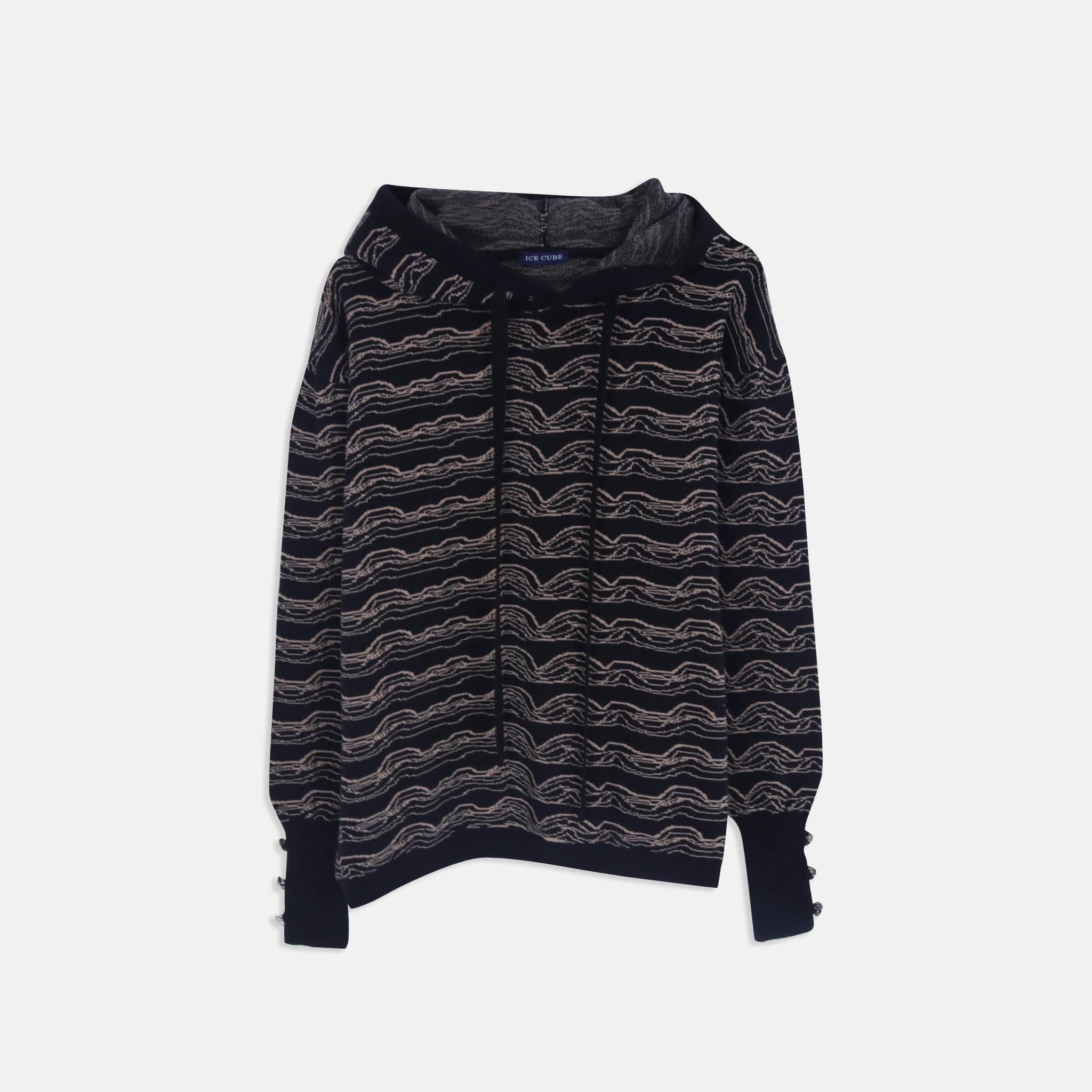 هودي نسائي محبوك بخطوط مموجة product image