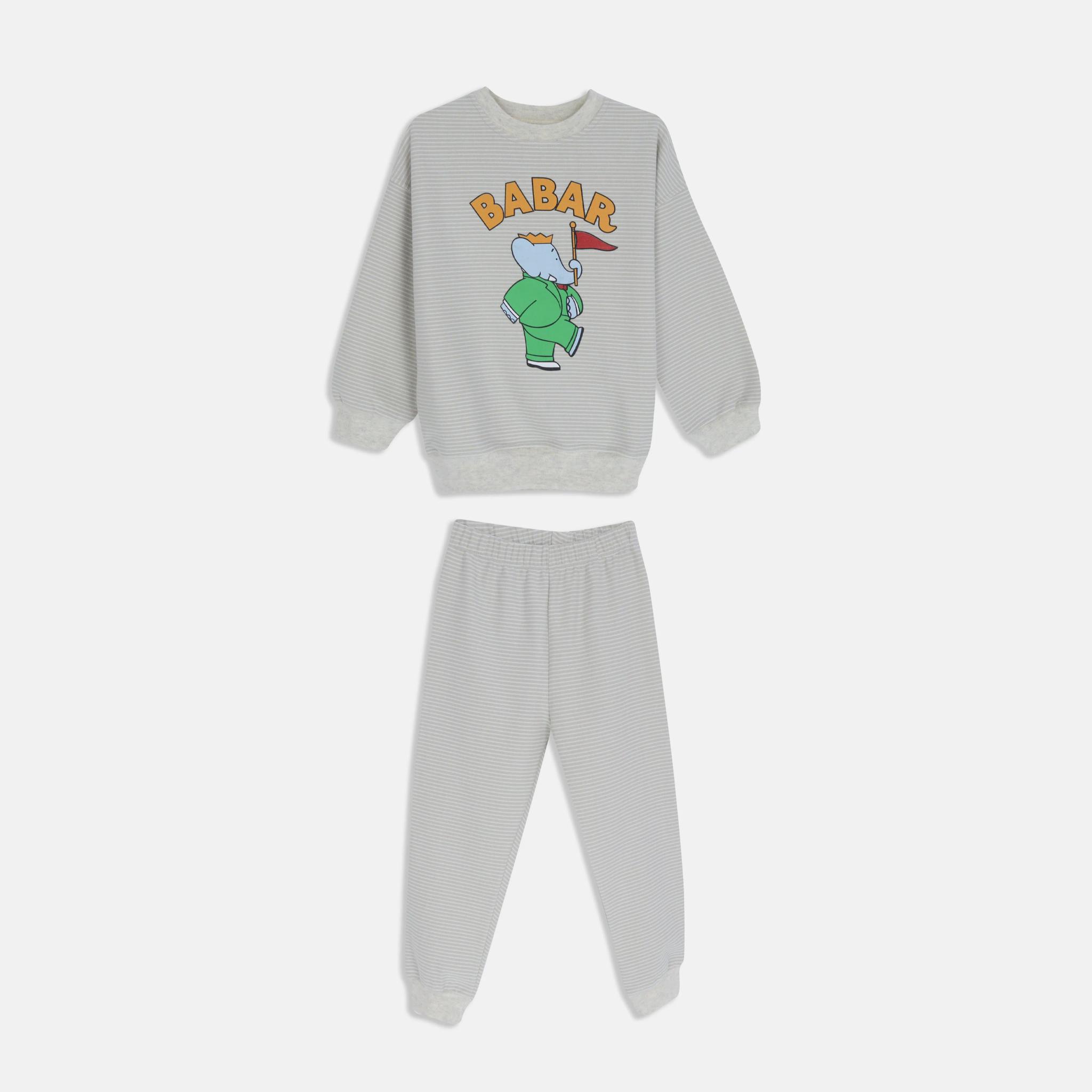 طقم بيجامة مخططة بطبعة الفيل بابار للأولاد product image